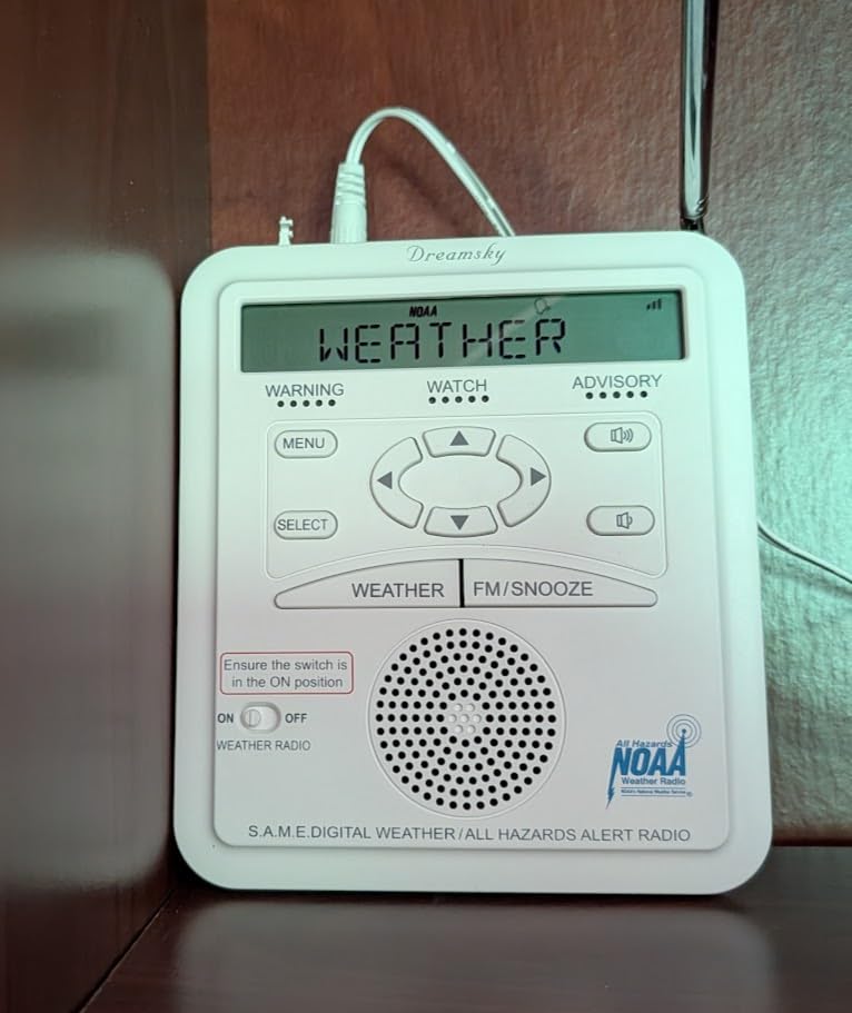 DreamSky Weather Radio NOAA Alert with Battery Backup & FM Radio for Home | S.A.M.E. Localized County Code Programming, 80+ All Hazards Emergency Alerts, 3 Alert Tones, Plug in Radios & Alarm Clock customer photo 1