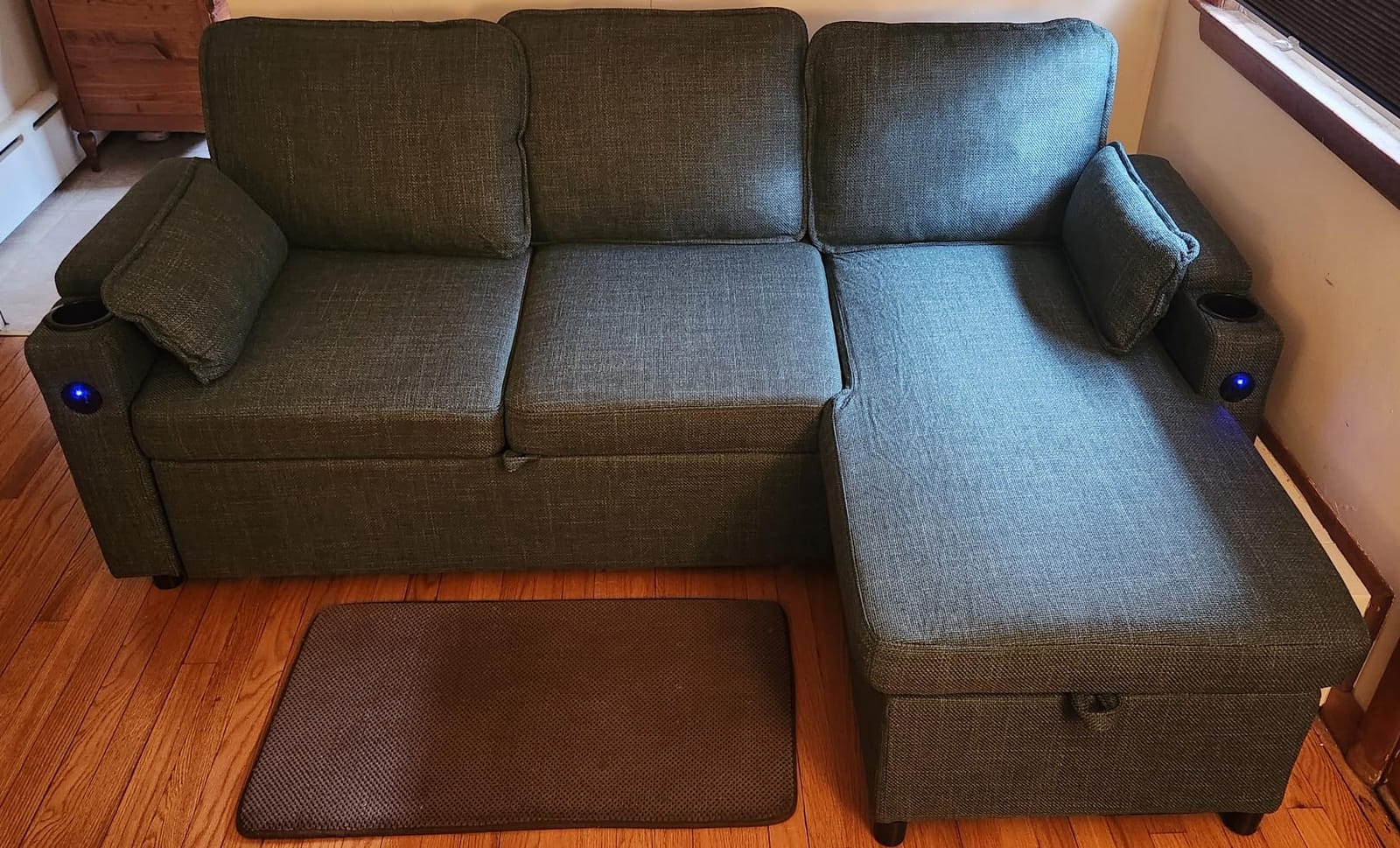 DURASPACE Sofa Bed Sleeper Sofa Pull Out Couch with Double Storage Chaise, Sectional Sofas for Living Room, U Shaped Couch with Removable Covers (Blue) customer photo 2