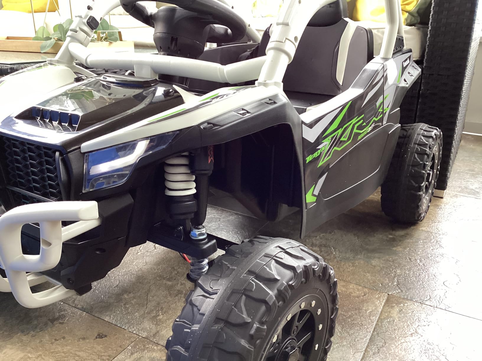 NEWQIDA 24V Ride on Toys for Kids 3-6, Licensed Kawasaki KRX UTV, Black | Kids Electric Car with Remote Control, 4WD Off-road Side by Side UTV, Smooth Start, EVA Tires, 4 Wheeler Spring Suspension customer photo 1