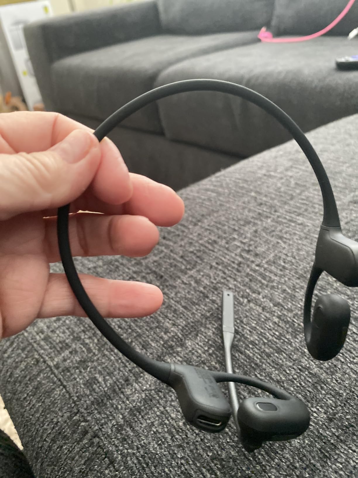 Open Ear Headphones with Mic, Bluetooth Headphones with Mic | Rotatable Noise Cancelling Mic, Dual-device Connect, 20H & 28g Secure Bluetooth Headset for Trucker/Work Calls/Driving/Workouts customer photo 1