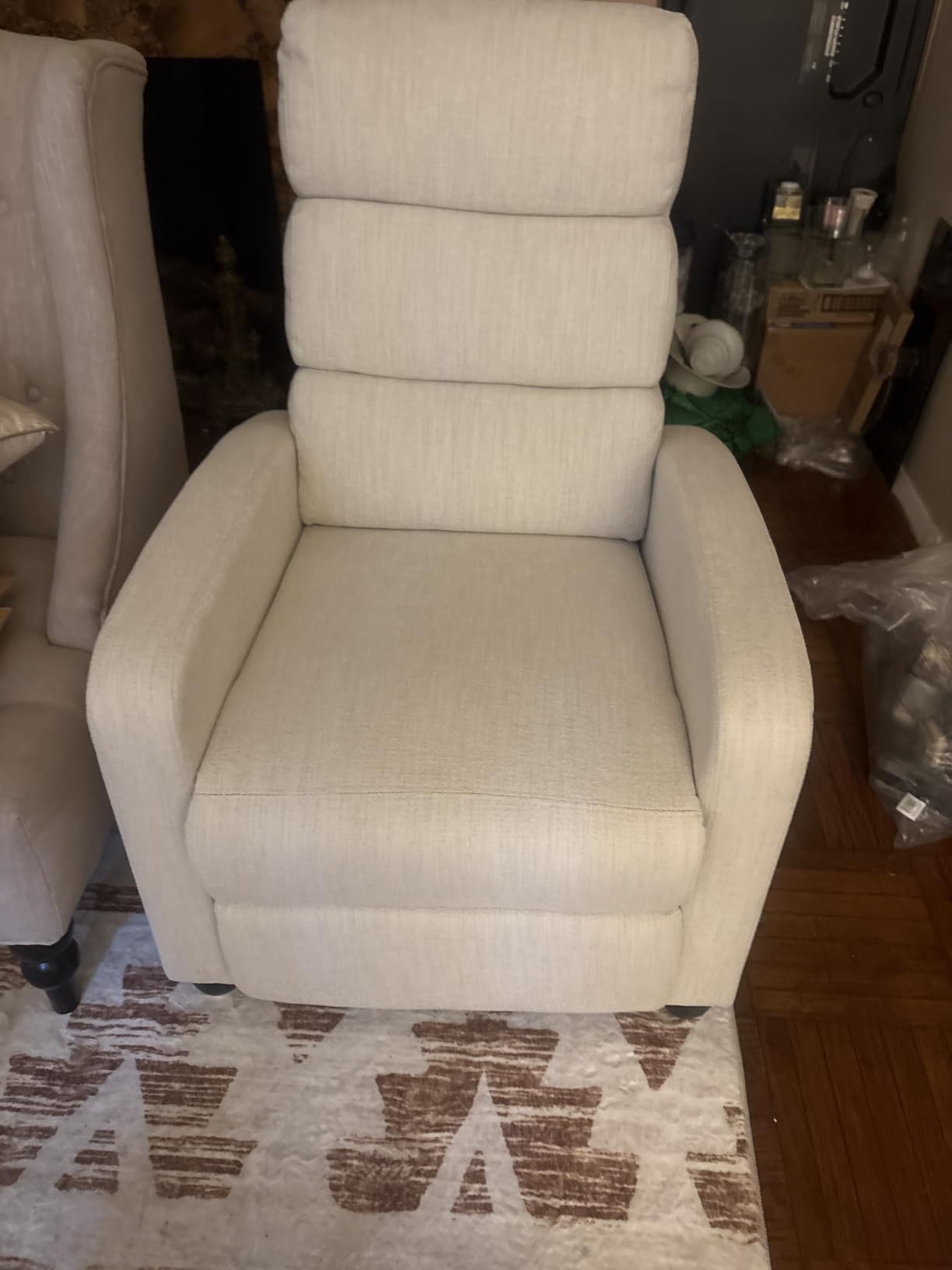 Furnimart Small Manual Recliner Chair for Compact Spaces, Overstuffed Chenille, Chunky Cushion, Comfortable Single Sofa Recliner for Adults, Ideal for Living Room, Bedroom, Home Theater, Gray customer photo 1