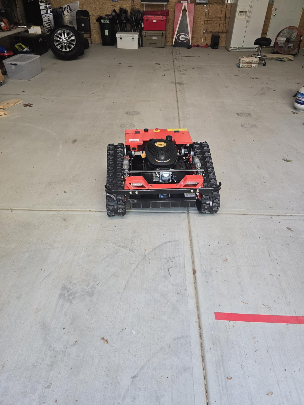 INFRONT Remote Control Lawn Mower - All Terrain Tracks, 45 Degree Slope Climbing, Gas Electric Hybrid, High Power Strong Mower customer photo 2