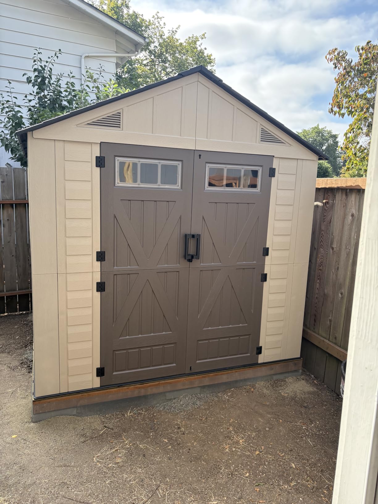 LazySunsets 8x10 Ft Outdoor Storage Shed, Large Resin Outdoor Shed with Floor Included, 3 Windows & Lockable Door, Garden Plastic Storage Sheds for Bike, Lawn Tools, Garbage Can customer photo 2