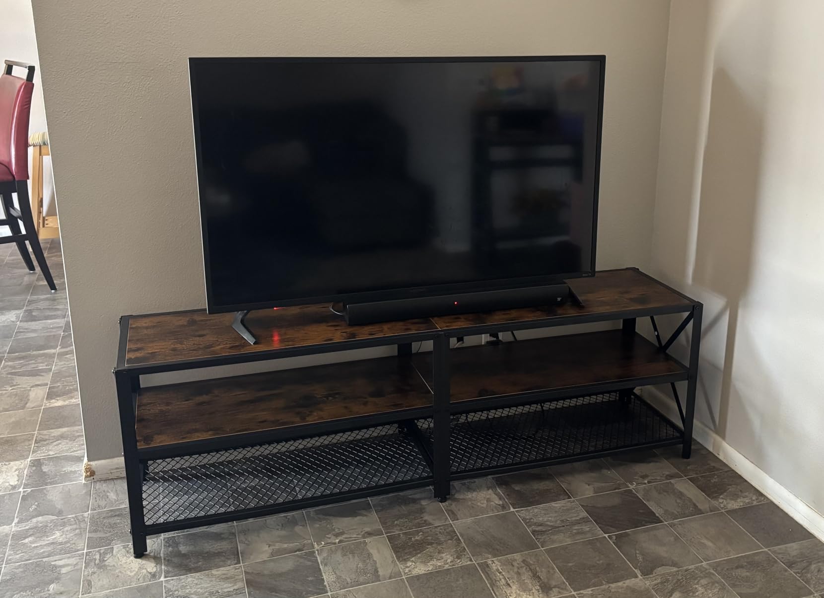 VASAGLE TV Stand for 80-Inch TVs, Mid Century Entertainment Center with Storage, Fluted Sliding Doors, Media Console Table for Living Room, Bedroom, Sand Brown ULTV634K201 customer photo 2