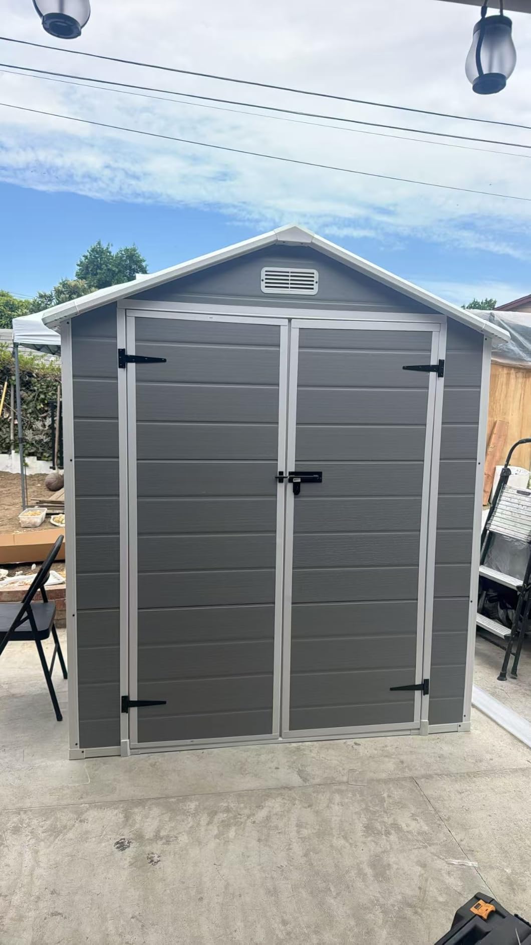 Patiowell 6x4 FT Resin Outdoor Storage Shed with Floor, Light Gray | Plastic Outside Sheds with Window, Garden Tool Shed with Lockable Door, For Patio Storage, Backyard customer photo 2