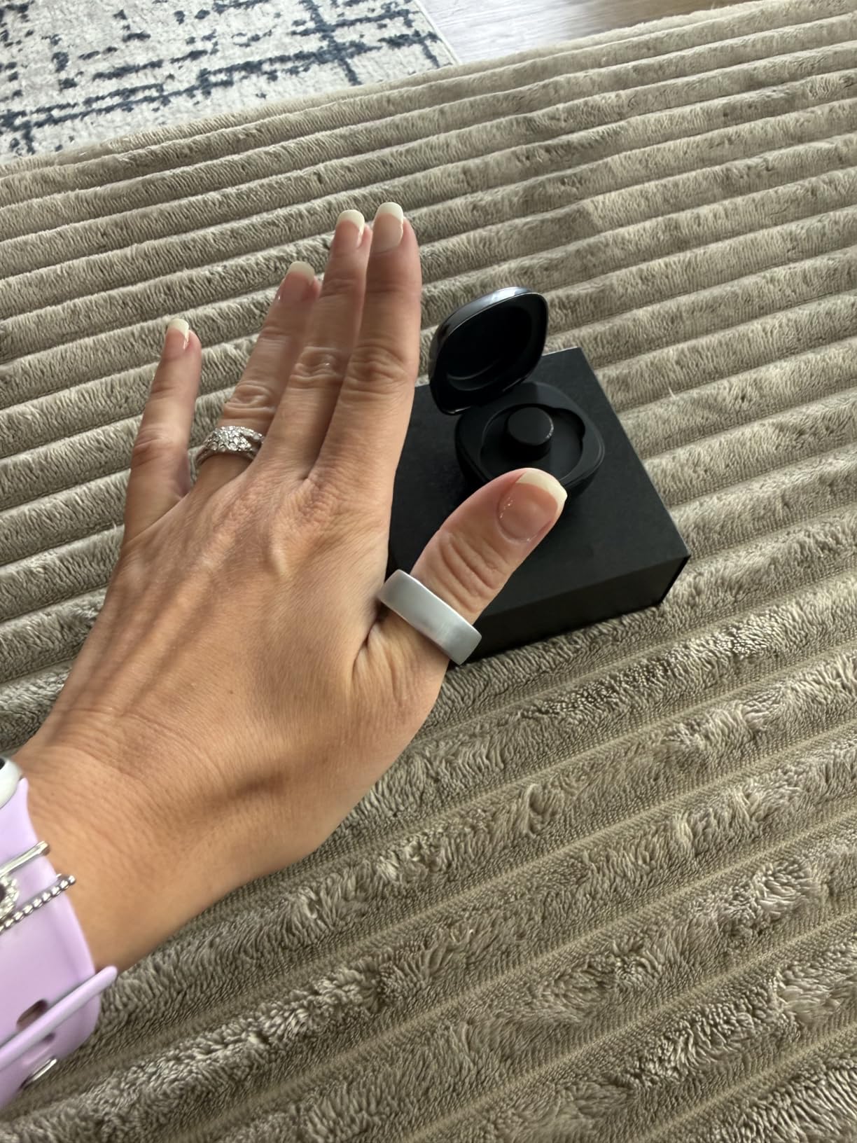 Smart Ring Women Men, Fitness Tracker, No Subscription, Sleep, Silver 10 | Fitness Ring for Men & Women, SpO2, Temperature, Sleep Monitor, IP68 Waterproof, Dual Charging, Stainless Steel, 12 Sports customer photo 2