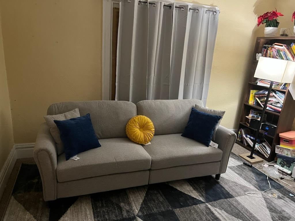 Vongrasig Convertible Sectional Sofa Couch, 3 Seat L Shaped Sofa with Removable Pillows Soft Corduroy Fabric Small Couches Mid Century for Living Room, Apartment and Office (Gray) customer photo 2