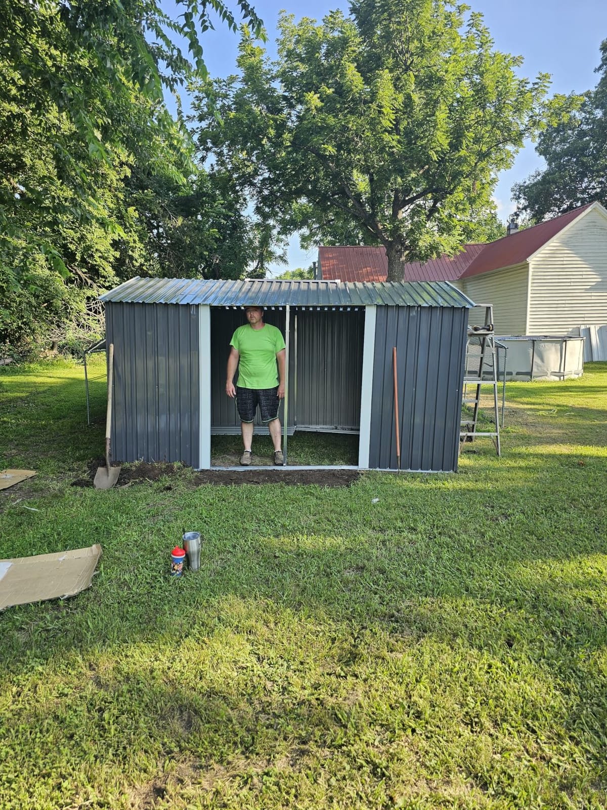 DAUSOLA 8x12 FT Outdoor Storage Shed, Metal Garden Tool Sheds for Backyard | Sturdy Upgrade, Weatherproof, Ample Space, Secure Lockable Doors, Solid Base, Durable, Low-Maintenance, For Garden Patio Lawn customer photo 2