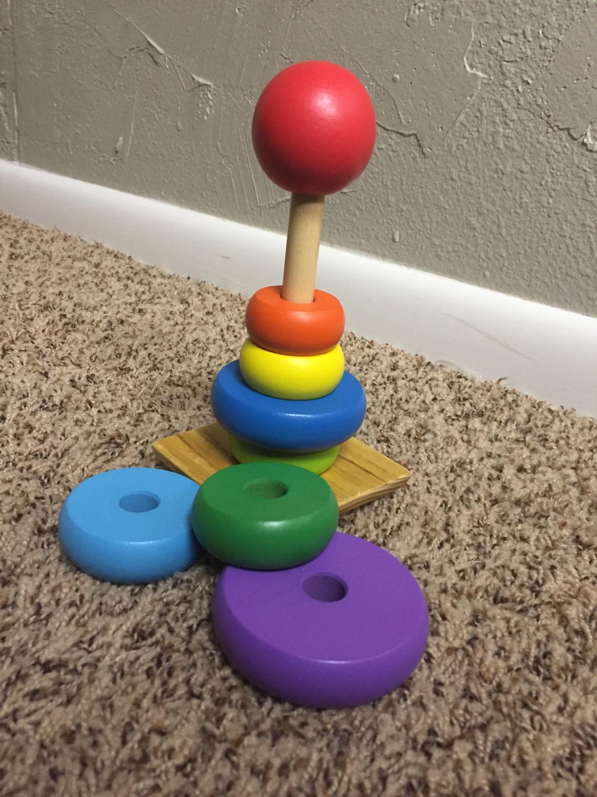 Melissa & Doug Rainbow Stacker Wooden Ring Educational Toy - Wooden Stacking Rings, Stacker Toys for Toddlers Ages 2+ customer photo 2