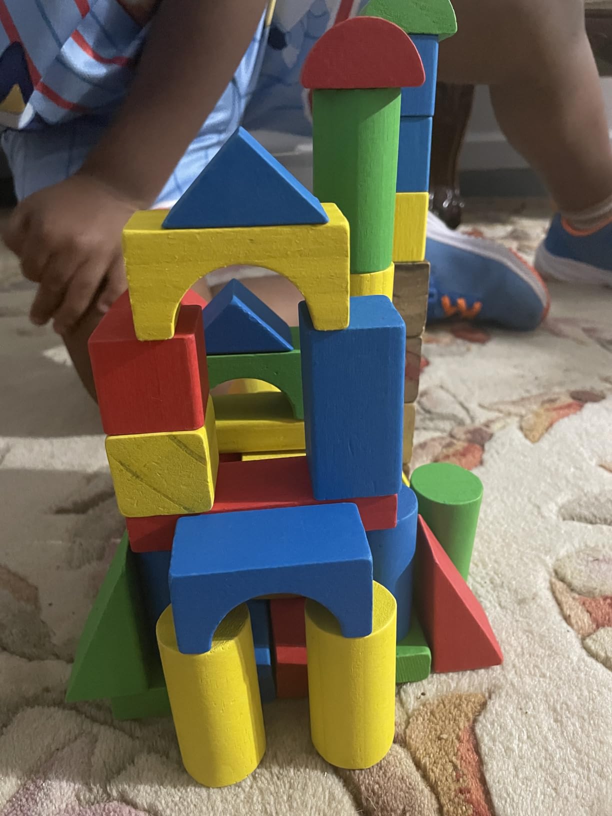 Melissa & Doug Wooden Building Blocks, 100-Piece Set of Sorting & Stacking Toys in 4 Colors and 9 Shapes, Classic Toddler Toys for Girls & Boys Ages 2+ - FSC Certified customer photo 1