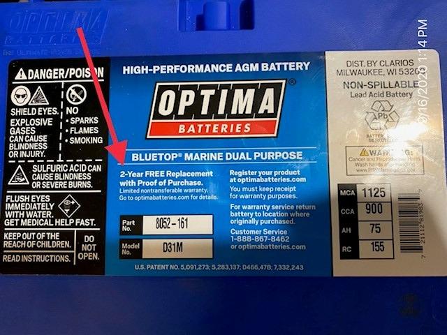 OPTIMA Batteries D31M BLUETOP Boat and RV Dual Purpose Sealed AGM Battery | High Performance Deep Cycle and Starting Battery, 900 CCA, Dual Terminal, Maintenance Free, Versatile Mounting customer photo 2