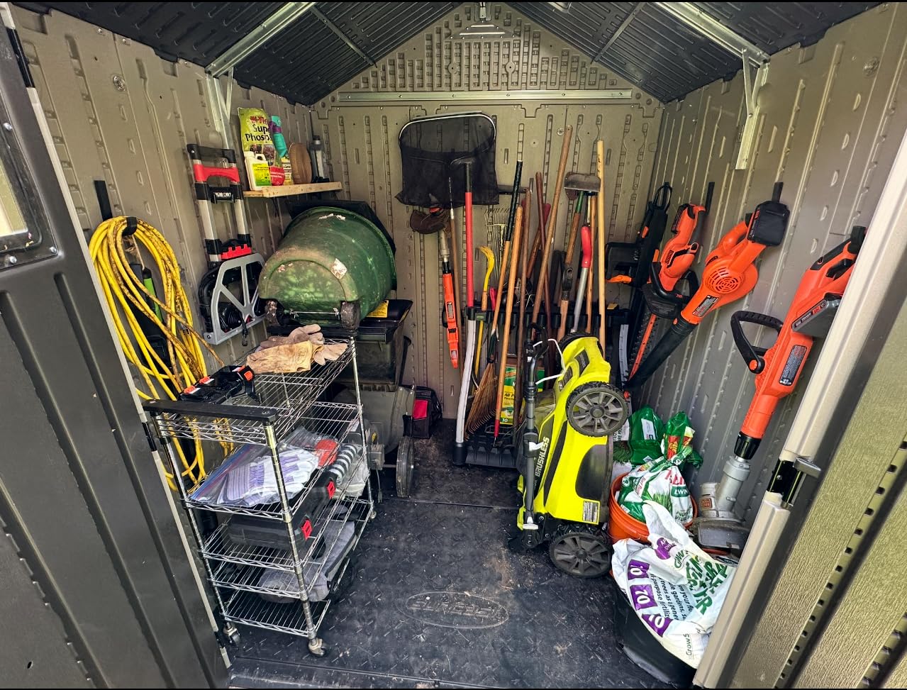 Rubbermaid Garage Tool Tower Rack Easy to Assemble Wheeled Organizes up to 40 Long-Handled Tools/Rakes/ Brooms/Shovles in Home/House/Outdoor/Shed Black customer photo 1
