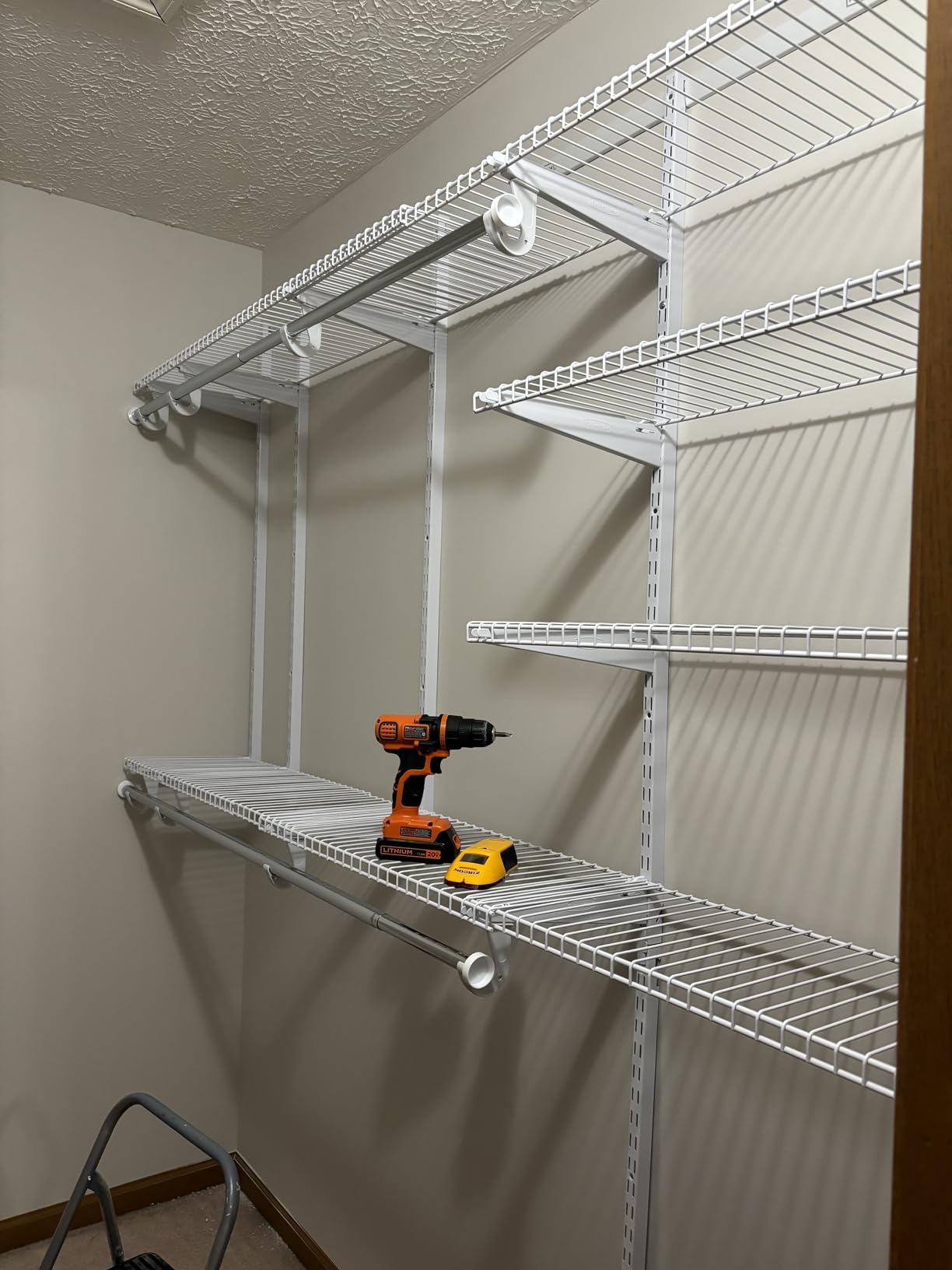 Rubbermaid Configurations Deluxe Custom Closet Kit 4-8 Ft. Adjustable Metal Wire Shelving Titanium Finish Expandable Organization System Hardware Included for Home Closet/Pantry/Laundry/Mudroom customer photo 1