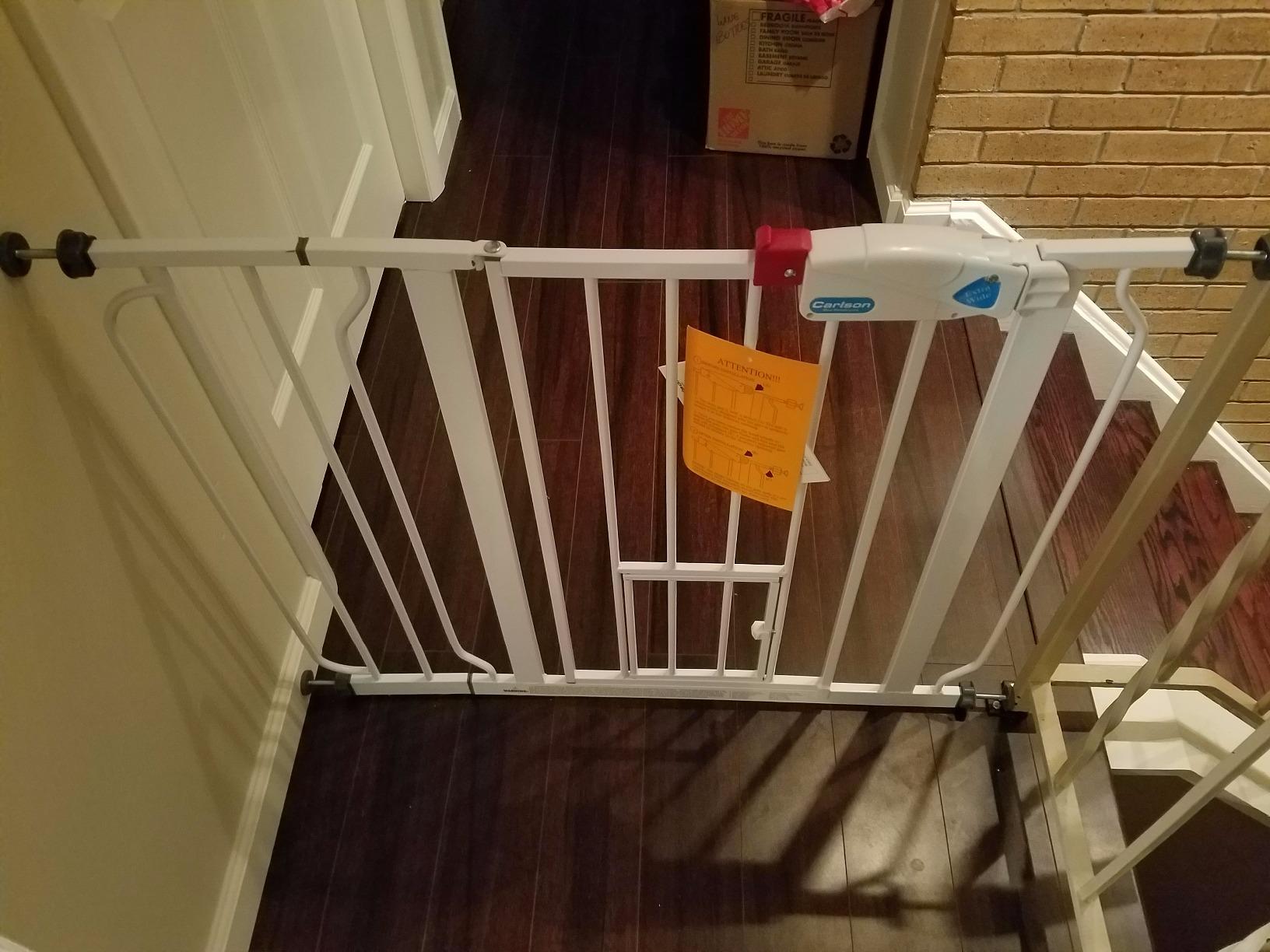 Carlson 29.5–36.5” Extra Wide Dog Gate with Small Pet Door, Walk-Through Pressure Mounted Metal Indoor Pet Safety Gate, Tested and Trusted by Pet Parents, American Designed, American Owned customer photo 1