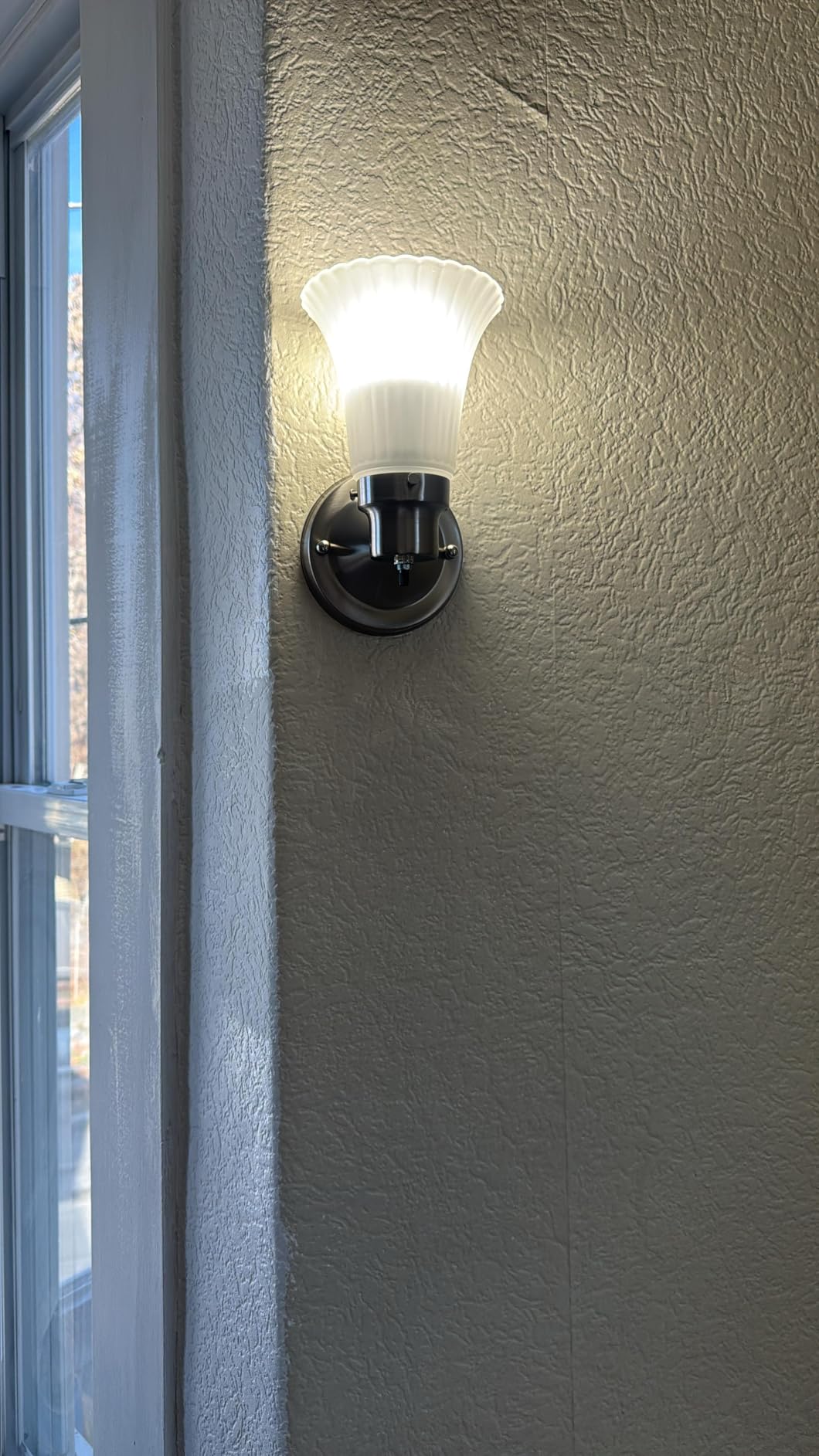 Design House Village Traditional 1-Light Indoor Dimmable Wall Sconce, Frosted Flute Glass, Twist On/Off Switch, Bathroom Bedroom Hallway, Oil-Rubbed Bronze, 8.25 in H x 5.1 in W, Uses 60W Bulb, 505115 customer photo 1
