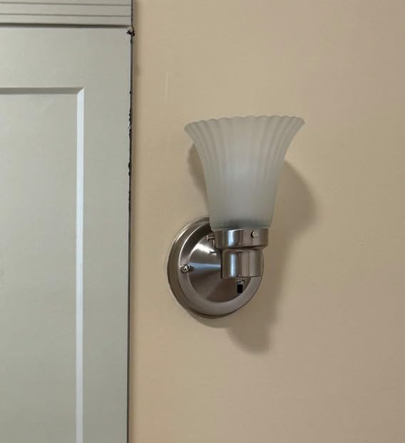 Design House Village Traditional 1-Light Indoor Dimmable Wall Sconce, Frosted Flute Glass, Twist On/Off Switch, Bathroom Bedroom Hallway, Oil-Rubbed Bronze, 8.25 in H x 5.1 in W, Uses 60W Bulb, 505115 customer photo 2