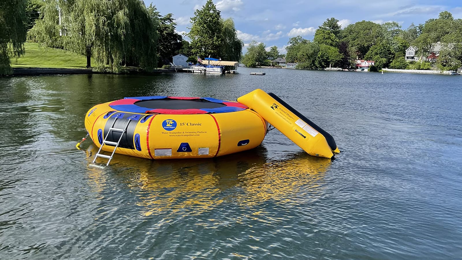 Island Hopper 15' Classic Water Trampoline Yellow for Lake - Commercial-Grade - Steel Frame and Springs for Maximum Bounce - Inflatable Trampoline Includes Ladder, Storage Bag customer photo 2