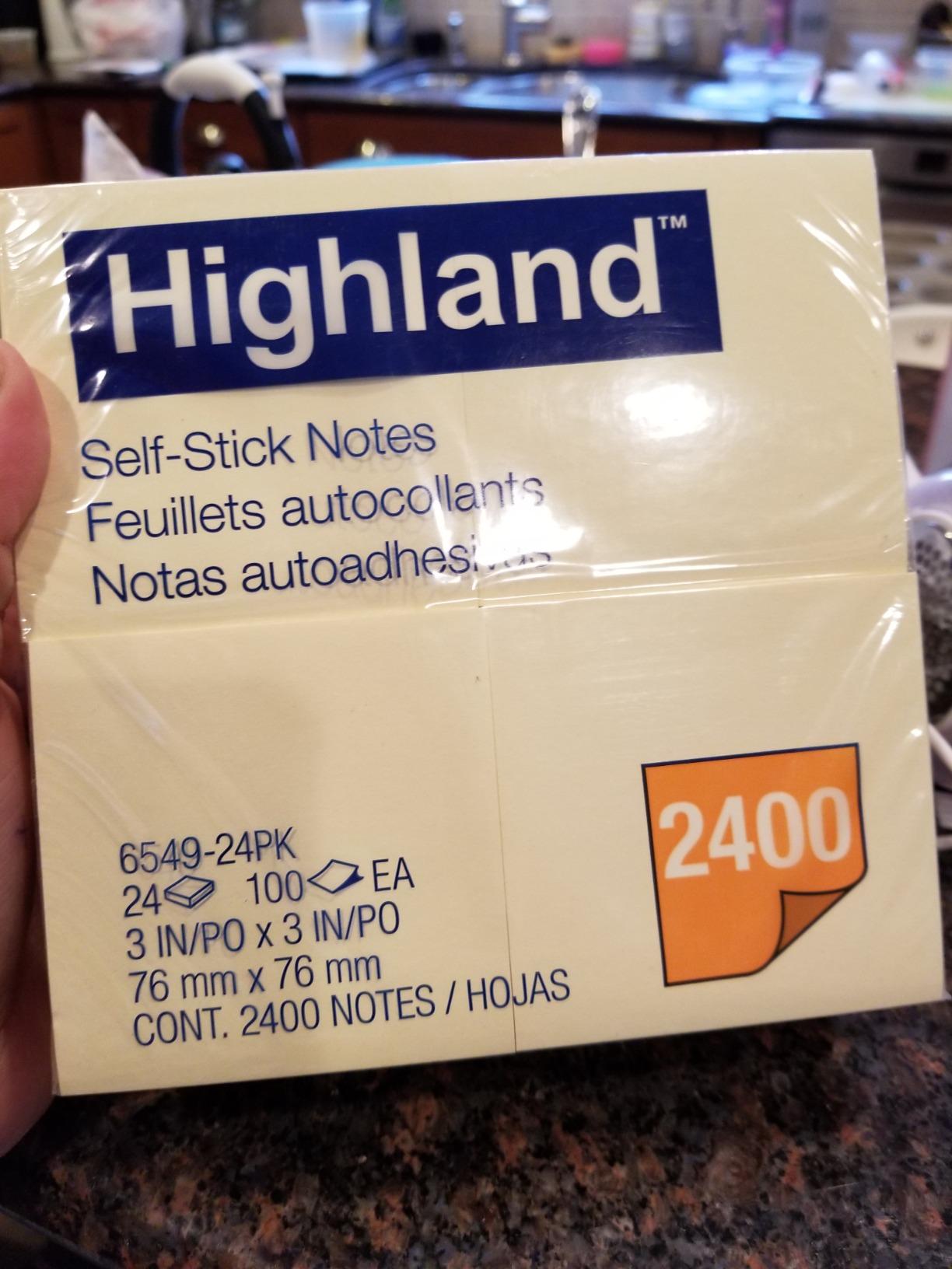 Highland Sticky Notes, 3 x 3 Inches, Yellow, 24 Pack (6549-24) customer photo 2