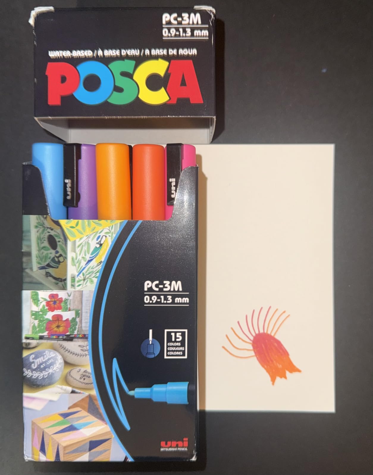 posca Paint Markers, 3M Fine Point Acrylic Paint Pens with Reversible Tips, Art Supplies For Gifts, Decorations Fabric, Metal, Glass, Wood and Canvas, Set of 15 customer photo 1