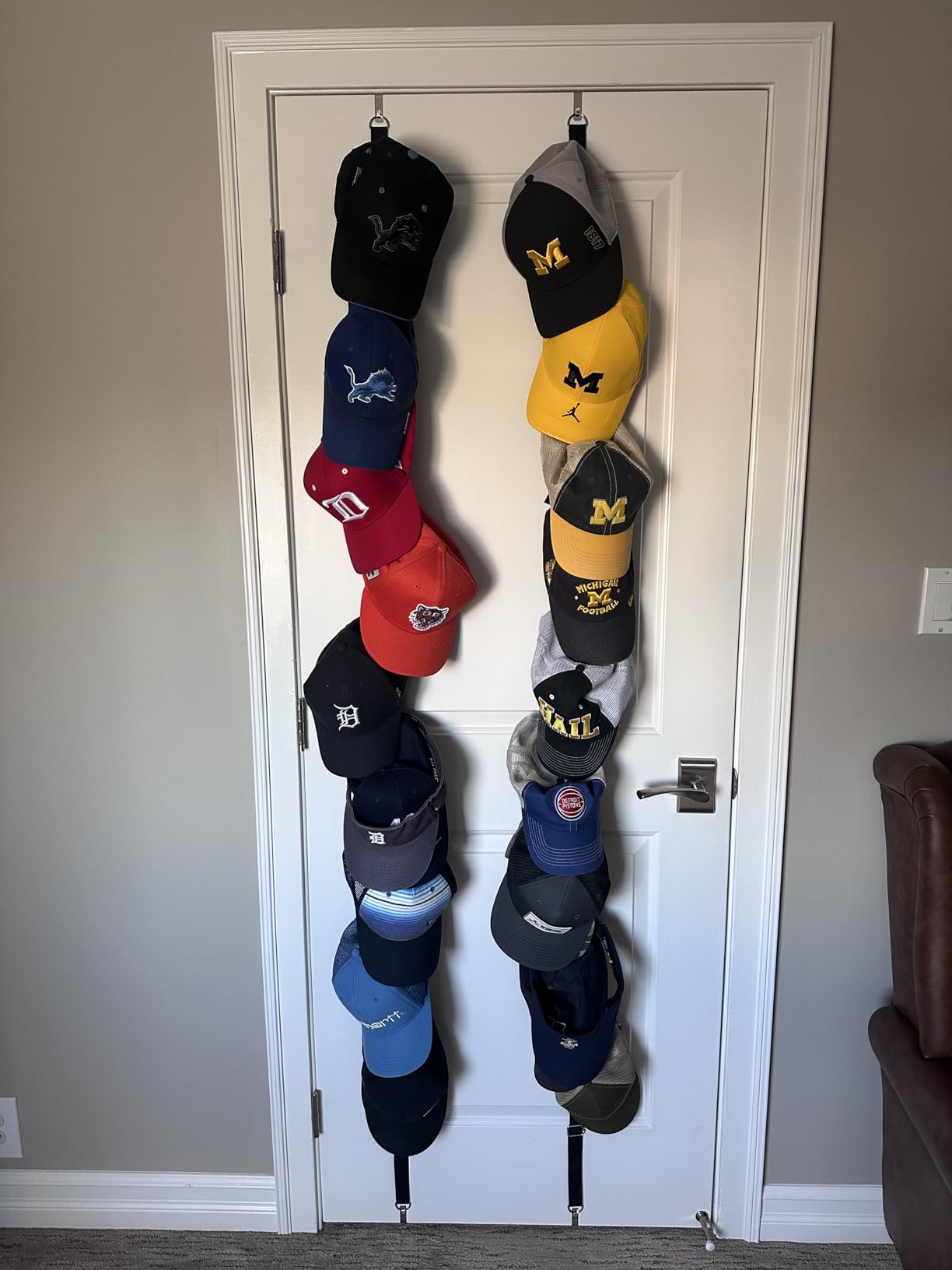 Perfect Curve CapRack Over-The-Door Hat Organizer for Baseball Caps, 2 Straps, Holds 18-36 Caps customer photo 2