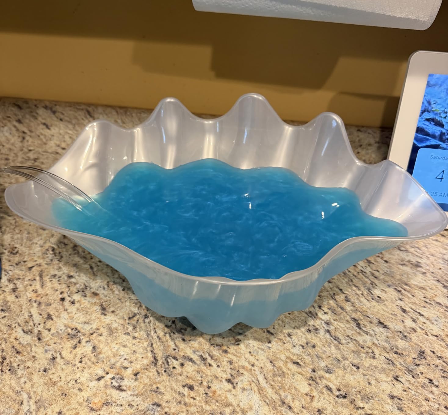 Fun Express Large Serving Bowl 18-Inch Clear Plastic Seashell Punch Bowl for Parties - Decorative Shell Bowl Beach Theme Events, Luau Celebrations & Outdoor Entertaining | Food-Safe Acrylic Design customer photo 1