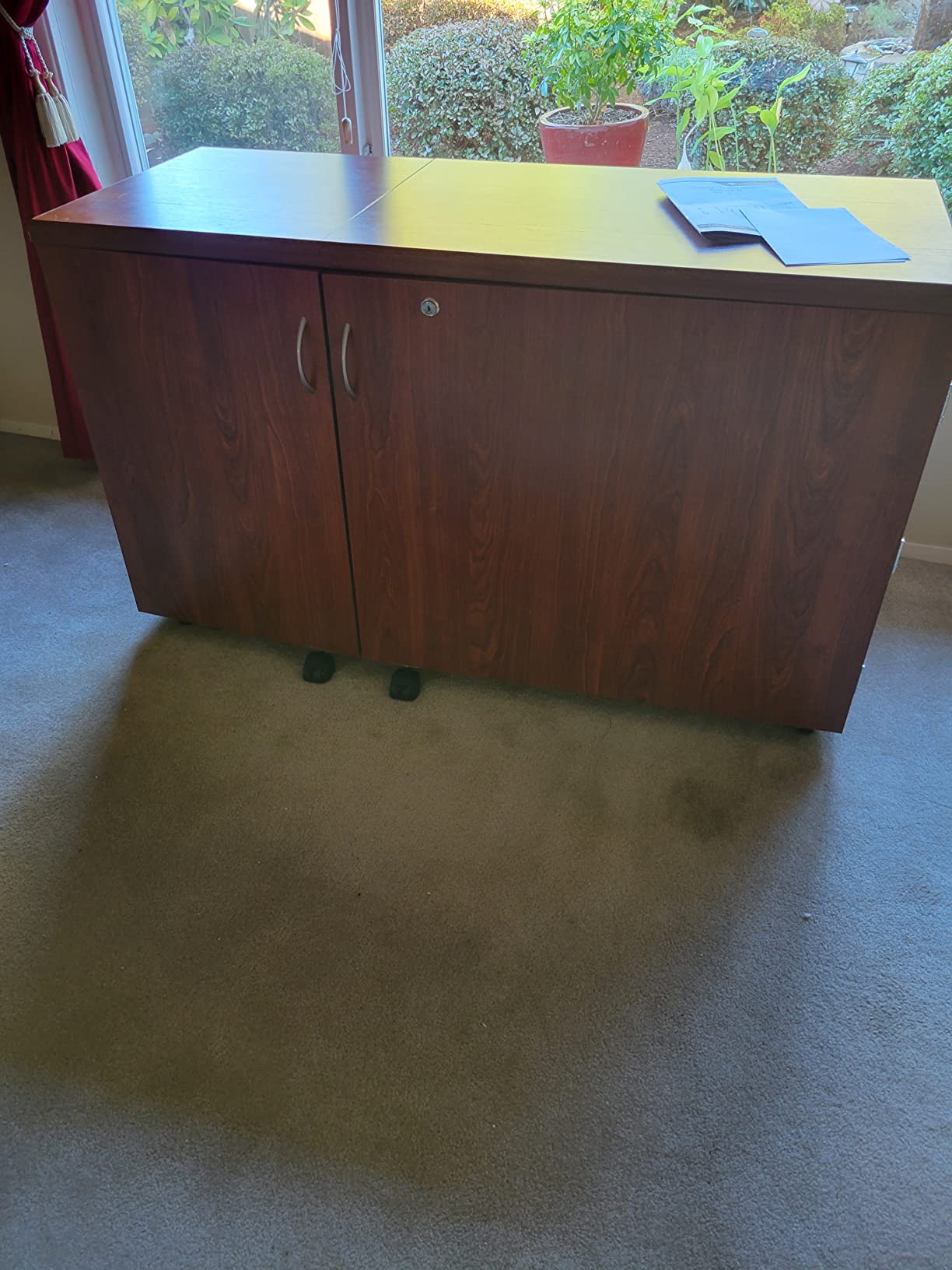 Arrow K8605 Aussie Kangaroo Sewing, Cutting, Quilting, Crafting Cabinet with Storage, Portable with Wheels and Airlift, Large, Teak Finish customer photo 2