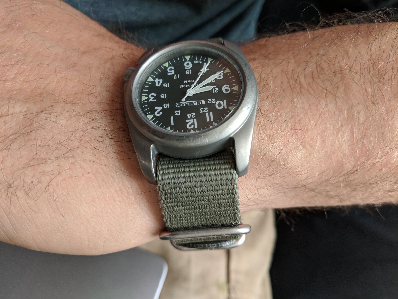 BERTUCCI A-2T Vintage Watch | Green Dial | Swiss Super Luminous Technology | Blending Vintage U.S Military and Titanium Innovation | Built for Performance | 12030 customer photo 2