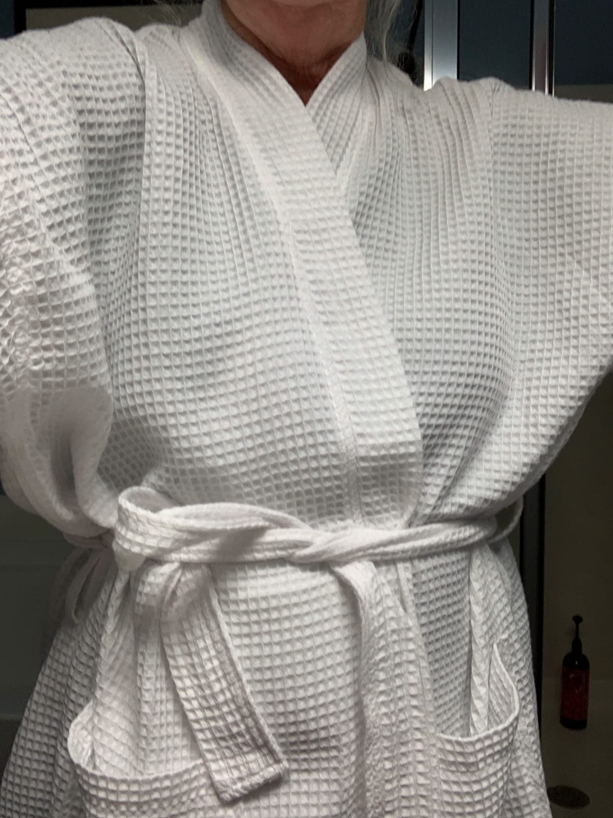 Square Waffle Spa Kimono Robe for Men or Women customer photo 2