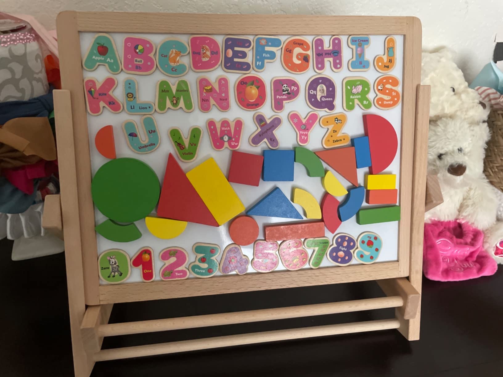 TOWO Wooden Easel for Kids, Foldable Double-Sided Magnetic Board customer photo 1