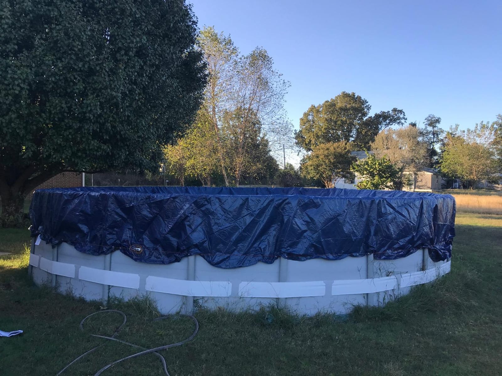 Robelle 24 ft Heavy Duty Super Winter Pool Cover for Above Ground Pools | Blue Above Ground Pool Cover, 4 ft Overlap (28ft Cover Size), Solid 8 x 8 Scrim, 2.36 oz/yd2, 10-Year Warranty, Style: 3524-4 customer photo 2