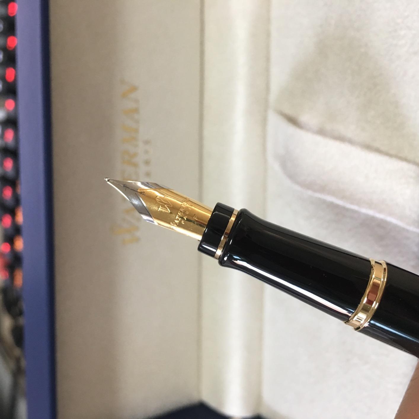 Waterman Expert Fountain Pen, Gloss Black with 23k Gold Trim, Fine Nib, Includes Gift Box - Luxury Writing customer photo 1