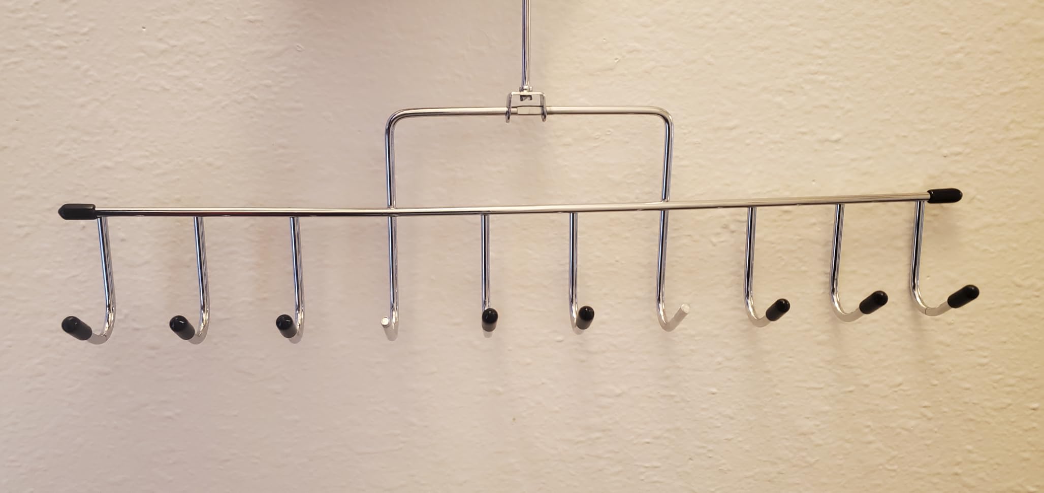Whitmor Clothes Hanger, 10 Hook Accessory Hanger, Chrome Metal Tie Hanger for Closet, Belt, Ties, Scarves Organizer and Rack, Space Saving Closet Accessories, Black Tips customer photo 2