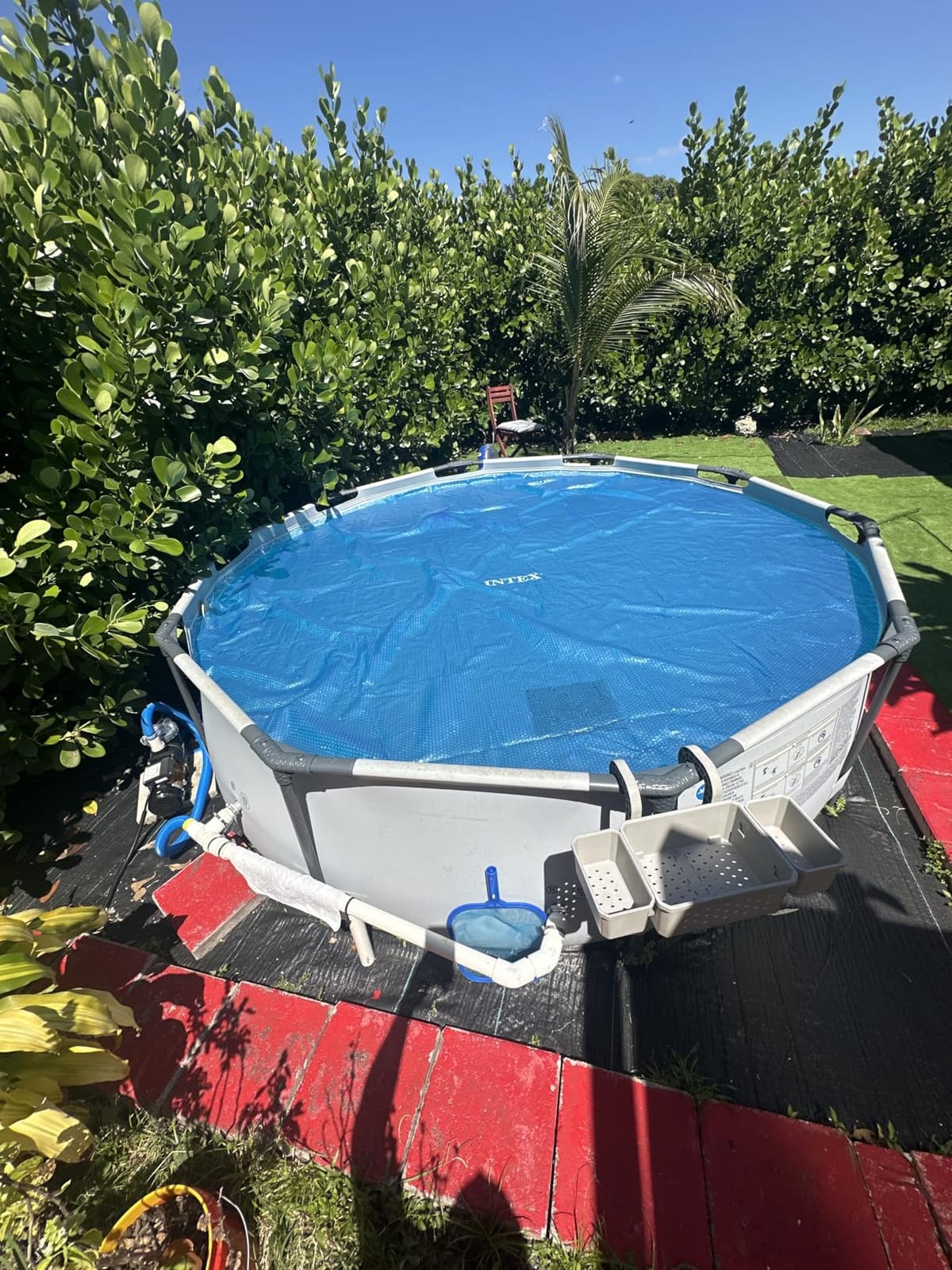 INTEX 28014E Solar Pool Cover: for 16ft Round Easy Set and Metal Frame Pools - Insulates Pool Water - Reduces Water Evaporation - Keeps Debris Out - Reduces Chemical Consumption customer photo 1