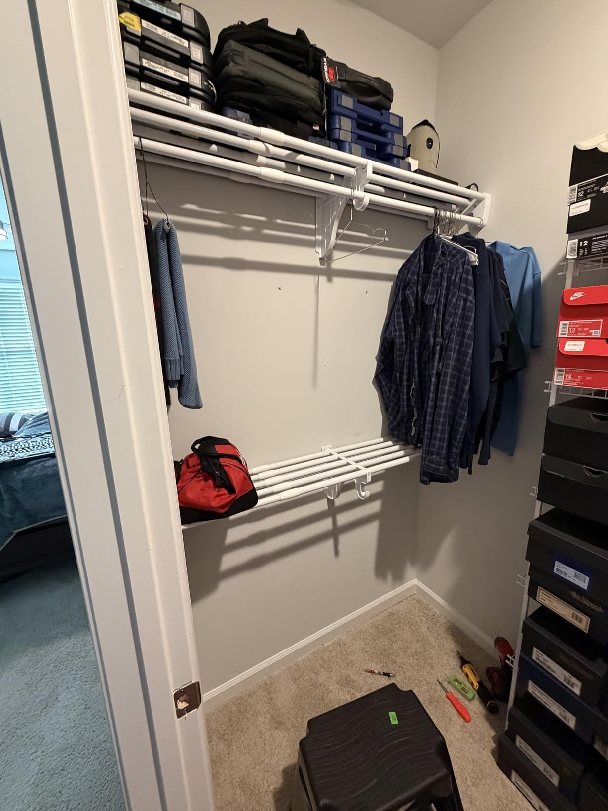 EZ SHELF- Closet Shelf with Hanging Rod, Expands 40.5-73