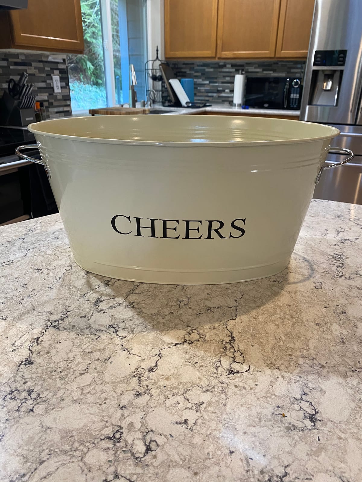 Twine Cheers Beverage Tub, Galvanized Tubs for Entertaining, Drink Buckets for Parties, Large Ice Tub and Gift Basket, Beer Buckets, Cream, 6.3 Gallons Set of 1 customer photo 2