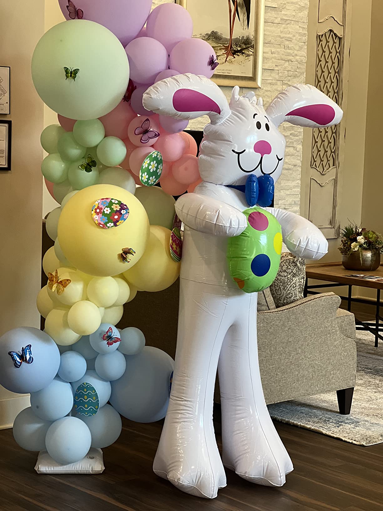 Fun Express 5 Foot Easter Blow Up Bunny - Giant White Rabbit Blow Up Decoration for Easter Decorations | Great Easter Celevrations and Photo Booths customer photo 2
