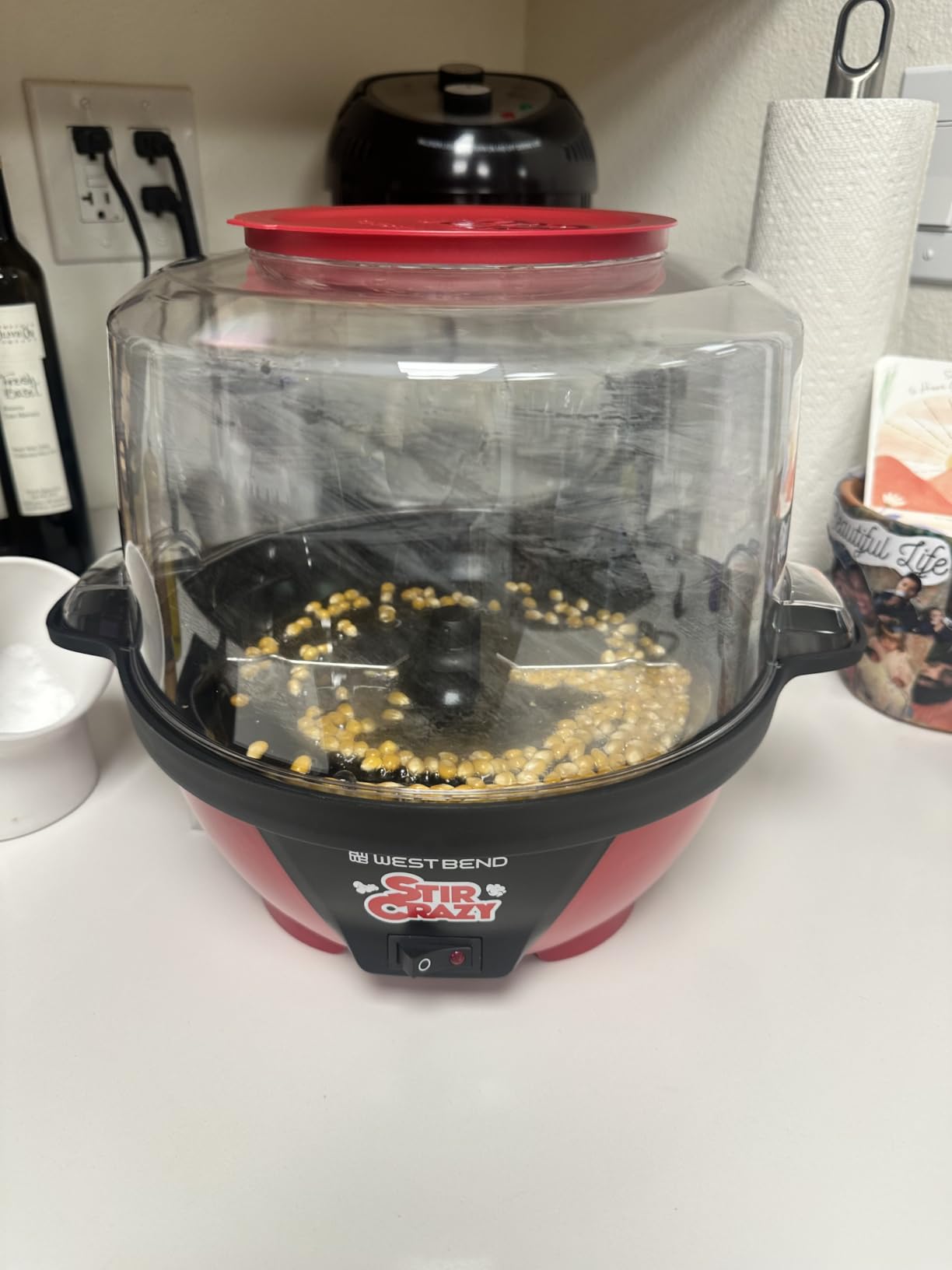 West Bend Stir Crazy Hot Oil Popcorn Popper, Popcorn Maker Machine with Large Serving Bowl Lid and Stirring Rod Perfect for Movie Night Snack Time or Parties, 6-Quart, Red customer photo 1