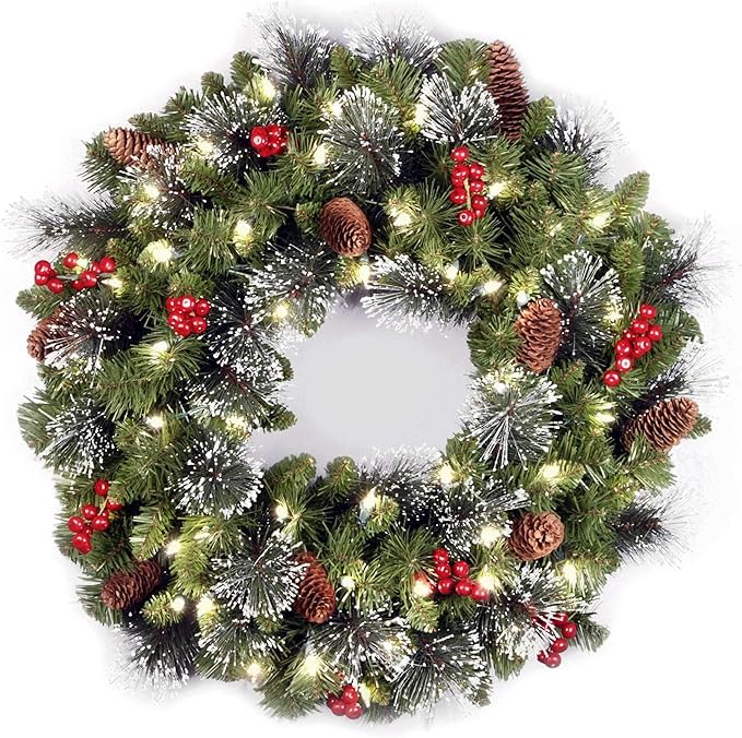 National Tree Company 24in Pre-Lit Crestwood Spruce Christmas Wreath customer photo 2