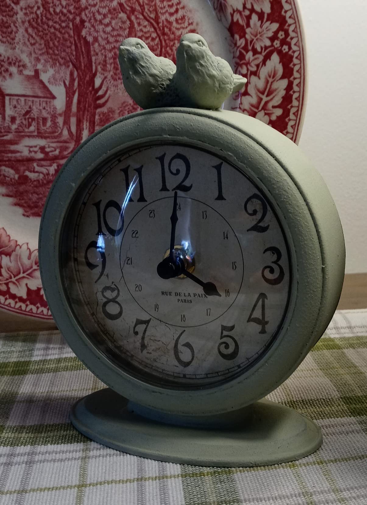 Creative Co-Op Decorative Pewter Mantel Clock with Bird Accent, Grey Finish customer photo 1