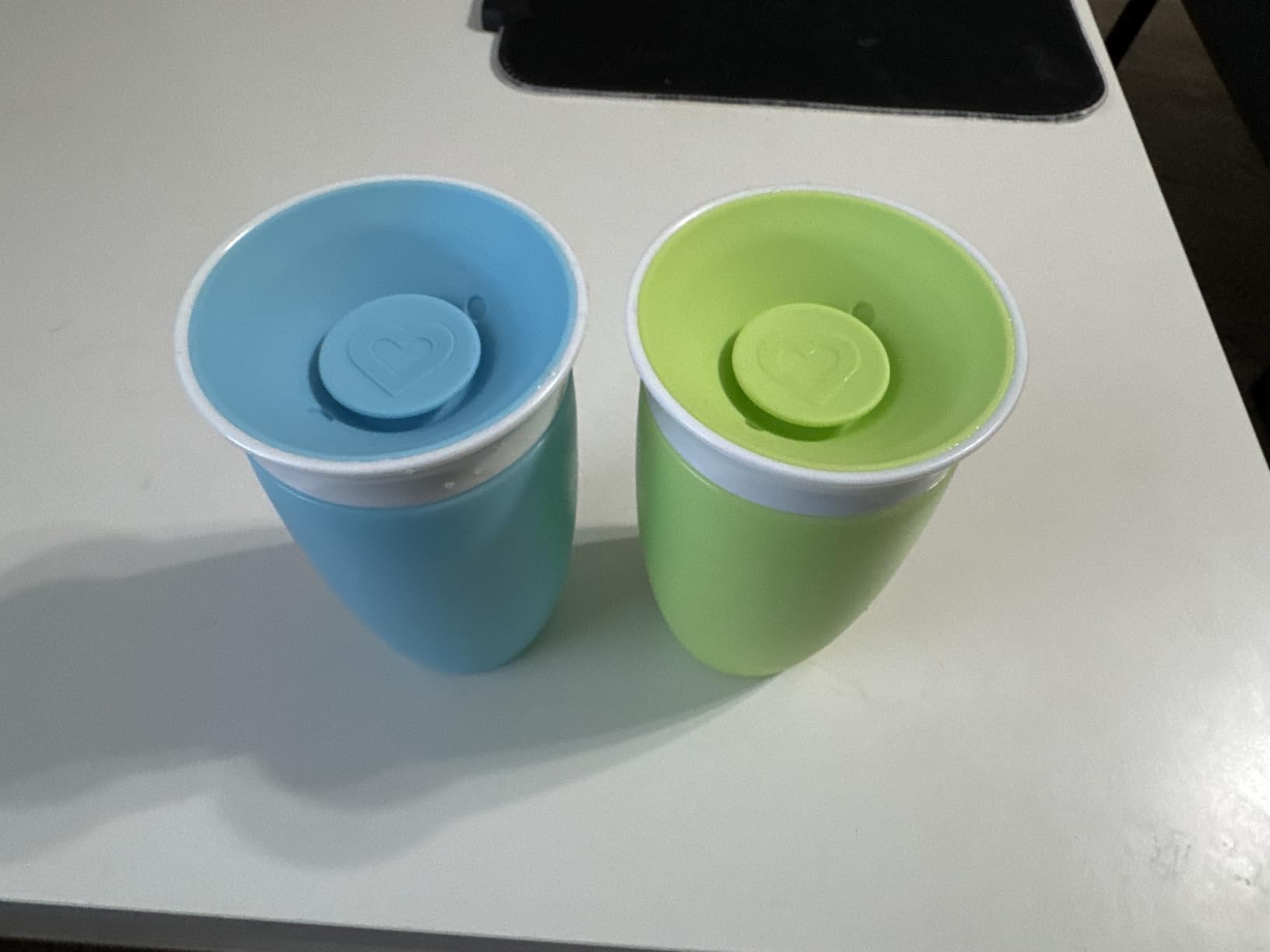 Munchkin Sippy Cups for Toddlers 1-3, Spill Proof Miracle 360 Cup, 10 Ounce, 2 Pack, Green/Blue customer photo 2