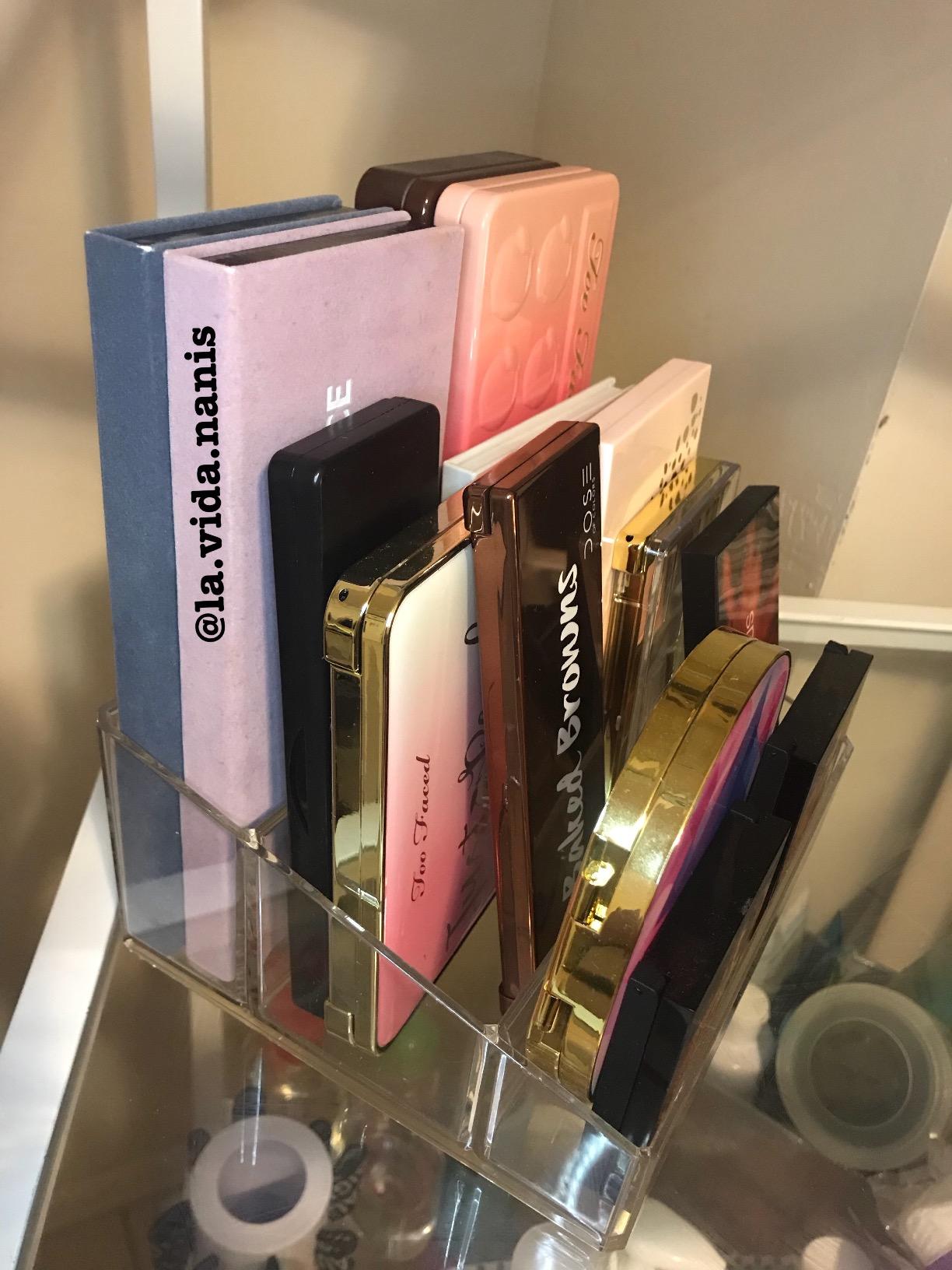 STORi Clear Plastic Small Countertop Vanity Makeup Organizer, Compact Rectangular 4-Compartment Holder for Brushes, Eyeshadow Palettes, & Beauty Supplies, Made in USA customer photo 1