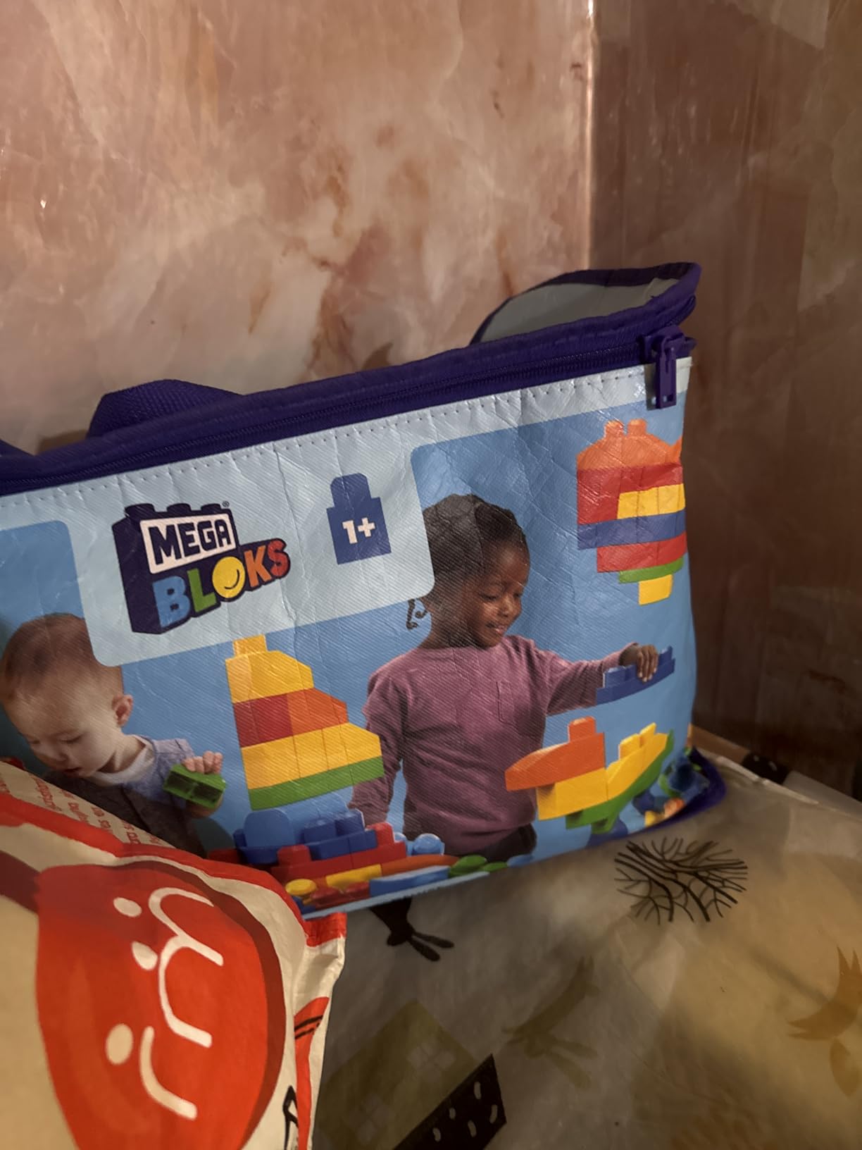 MEGA BLOKS First Builders Deluxe Building Bag Toddler Block Toys Set, Red customer photo 2