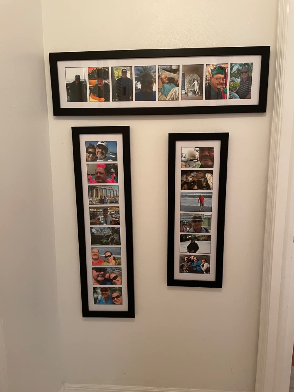 Creative Letter Art 4” x 6” Multiple Opening Picture Frame Collage with 7 holes, Manhattan Black Frame with 8 x 30-inch Black Mat, Full-Strength Glass, Photo Collage for Wall, 7 Openings customer photo 1