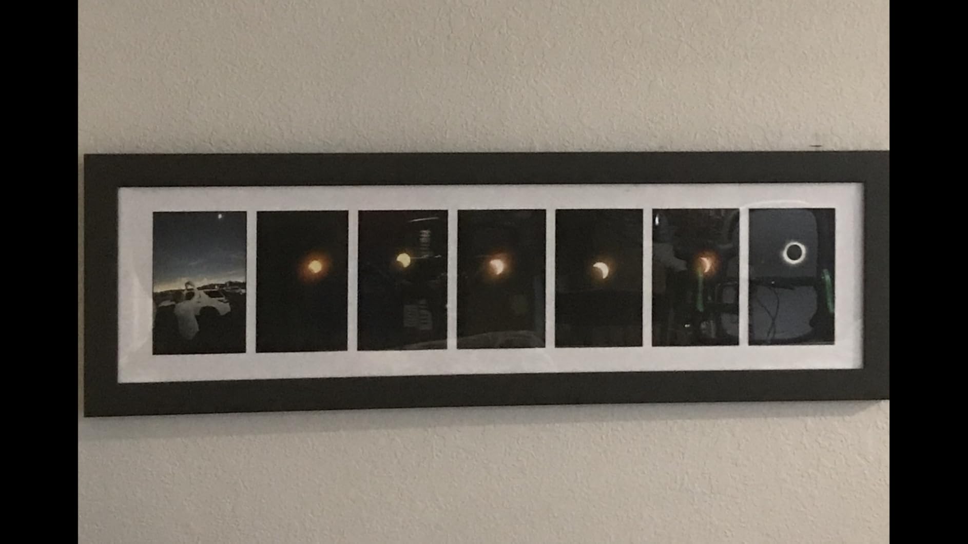 Creative Letter Art 4” x 6” Multiple Opening Picture Frame Collage with 7 holes, Manhattan Black Frame with 8 x 30-inch Black Mat, Full-Strength Glass, Photo Collage for Wall, 7 Openings customer photo 2
