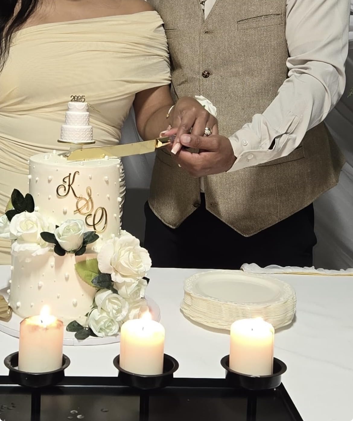 Adorox Elegant Cake Knife and Server Set Stainless Steel with Crystal Handle - Perfect for Weddings Anniversaries,and Special Celebrations (Sliver) customer photo 1