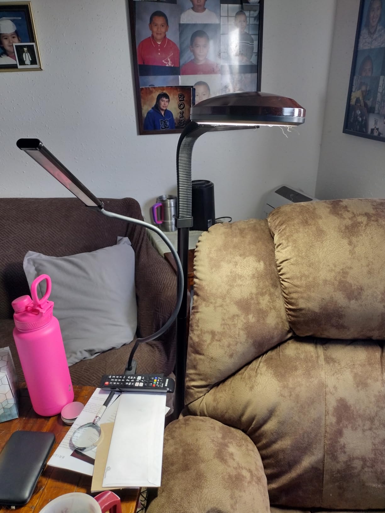 Brightech Litespan - Bright LED Floor Reading Lamp for Over Chair Crafts and Reading, Esthetician Light for Lash Extensions, Gooseneck Adjustable Standing Lamp for Living Room, Bedroom, Office - Black customer photo 2