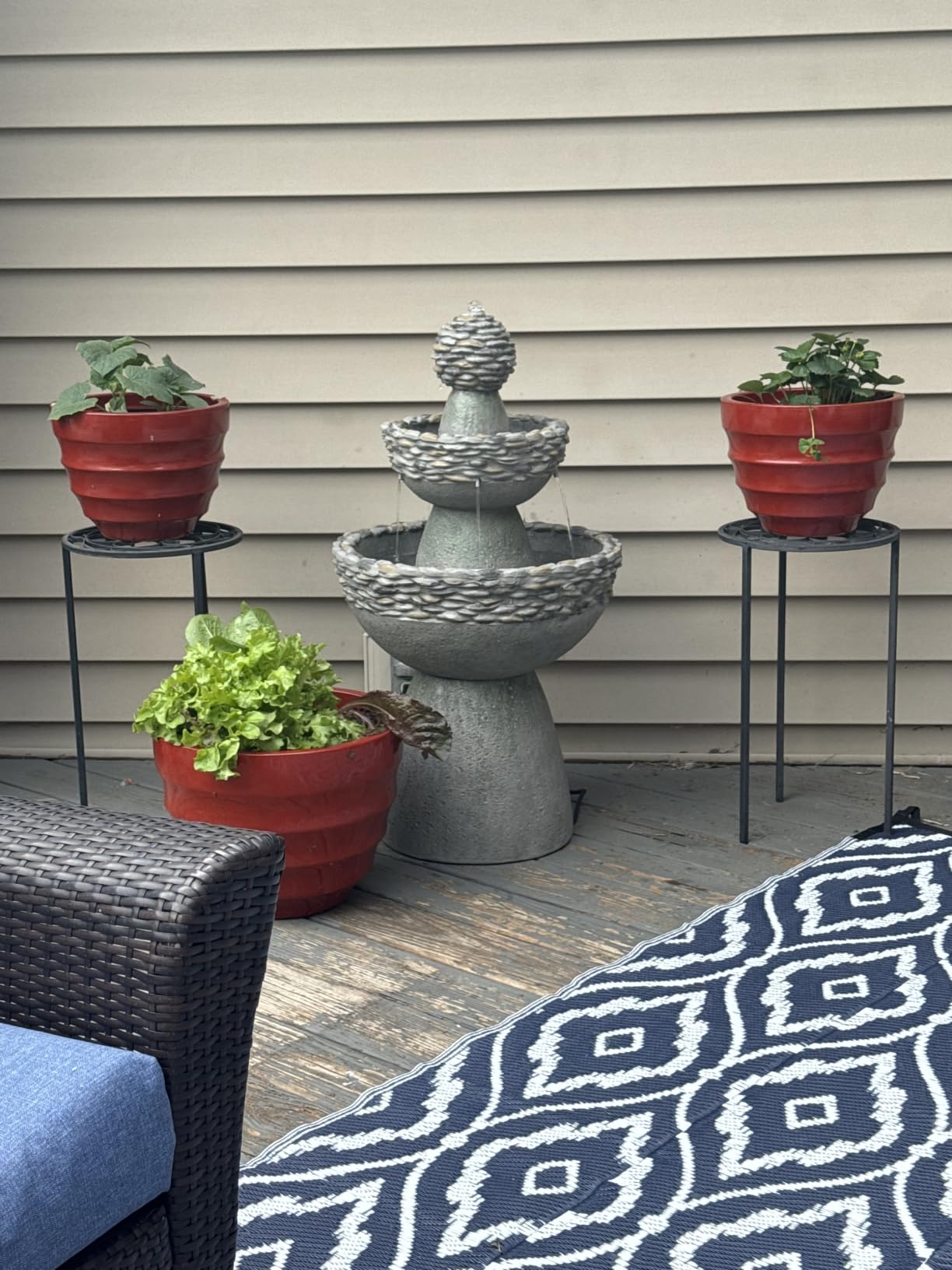 Teamson Home 36.5 in. Outdoor 3-Tier Zen-Style Pedestal Water Fountain with Stone Trim with Pump and 2.64 Gallon Capacity, Stone Gray customer photo 2