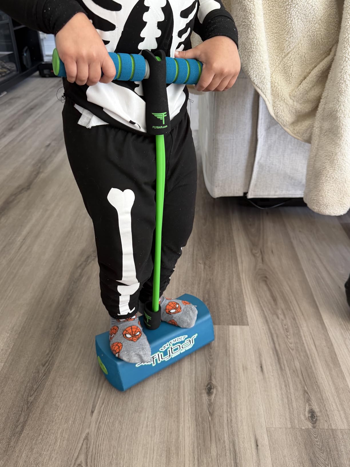 Flybar My First Foam Pogo Jumper for Kids Fun and Safe Pogo Stick, Durable Foam and Bungee Jumper for Ages 3 and up Toddler Toys, Supports up to 250lbs (Blue) customer photo 2