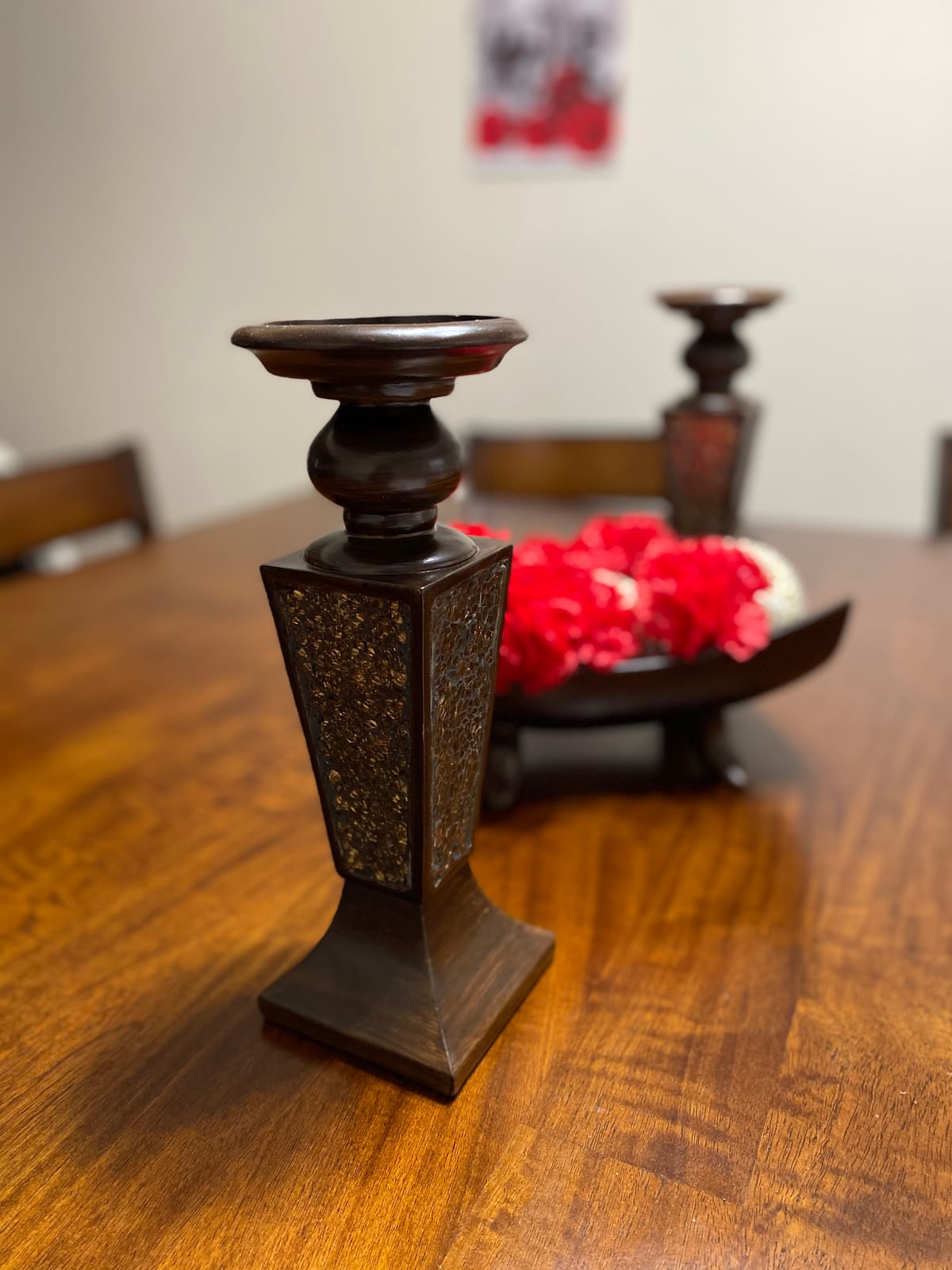 Creative Scents Schonwerk Brown Pillar Candle Holder Set of 2- Crackled Mosaic Design- Functional Table Decorations- Centerpieces for Dining/Living Room- Best Wedding Gift customer photo 2
