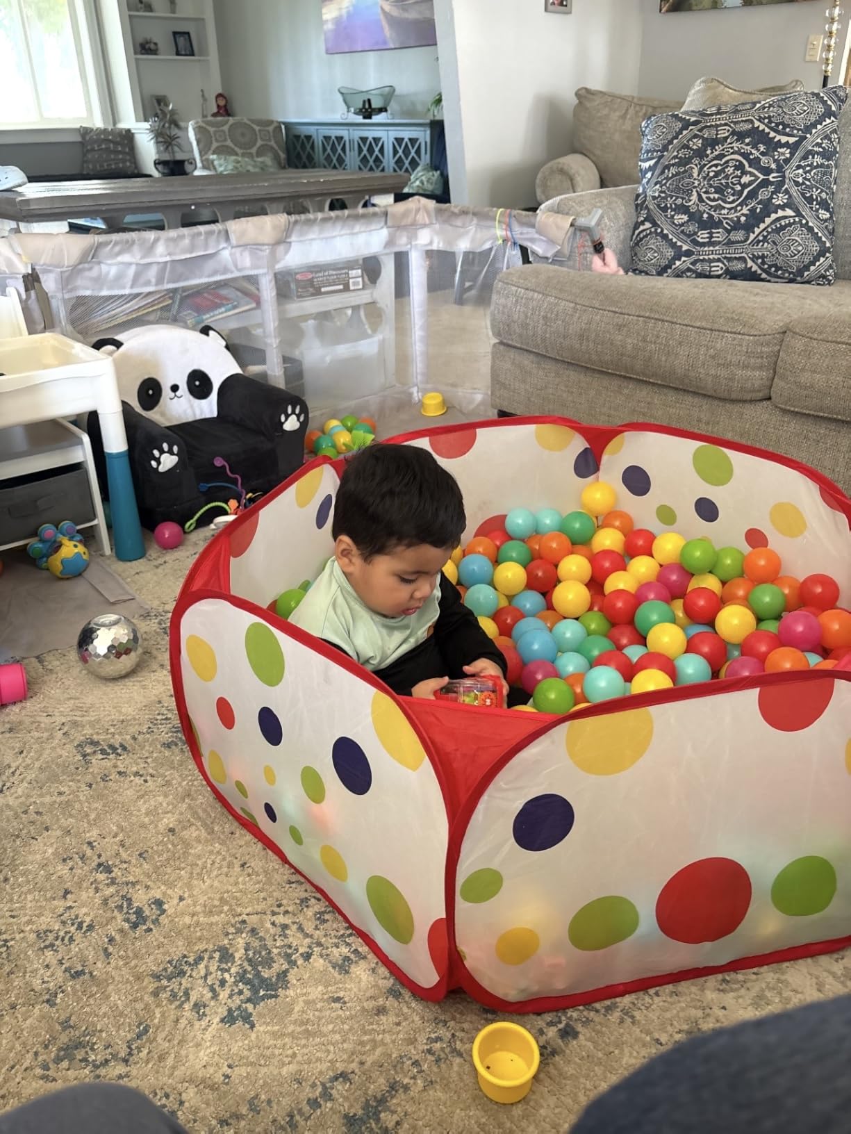 EocuSun Kids Ball Pit Large Pop Up Toddler Ball Pits Tent for Toddlers Girls Boys for Indoor Outdoor Baby Playpen w/Zipper Storage Bag, Balls Not Included (ARed) customer photo 2
